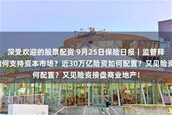 深受欢迎的股票配资 9月25日保险日报丨监管释放信号，险资如何支持资本市场？近30万亿险资如何配置？又见险资接盘商业地产！