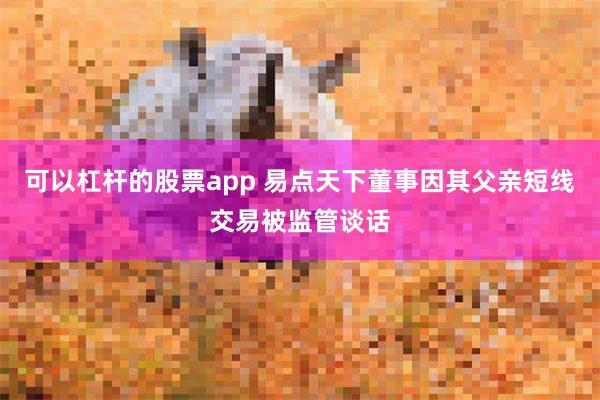 可以杠杆的股票app 易点天下董事因其父亲短线交易被监管谈话